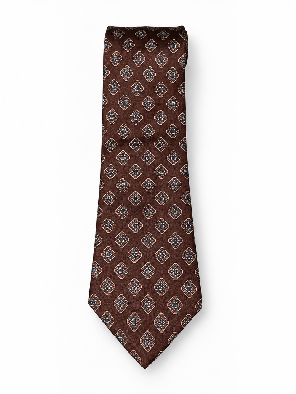 Vintage Gimbels Store for Men Brown Geometric Medallion Necktie